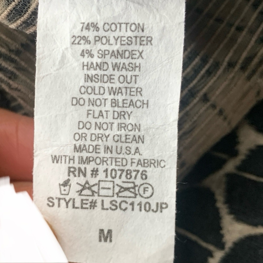 COMFY USA Women Size Medium Jacket‎ 1 Button Top Black Brown Print 3/4 Sleeve - Picture 7 of 7